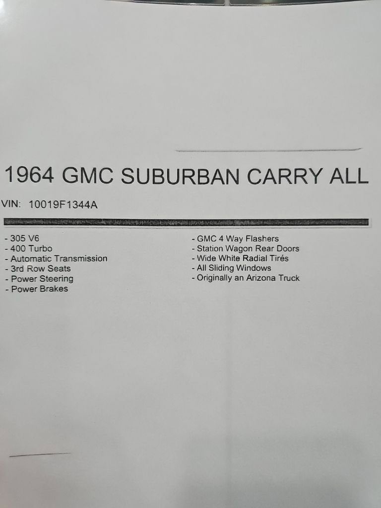 1964 GMC SUBURBAN CARRY ALL Base