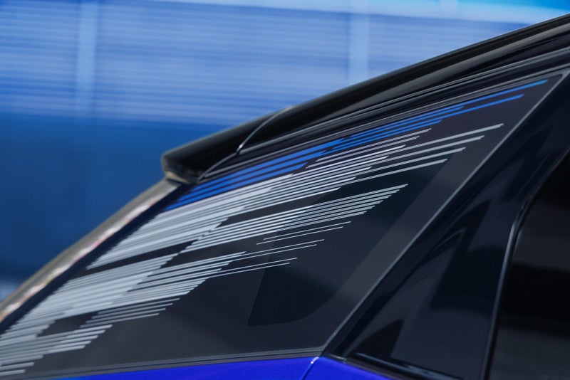 Close-up of the Modern Pattern on the 2026 OPTIQ-V Rear Quarter Glass | Wilson Cadillac of Stillwater in Stillwater OK